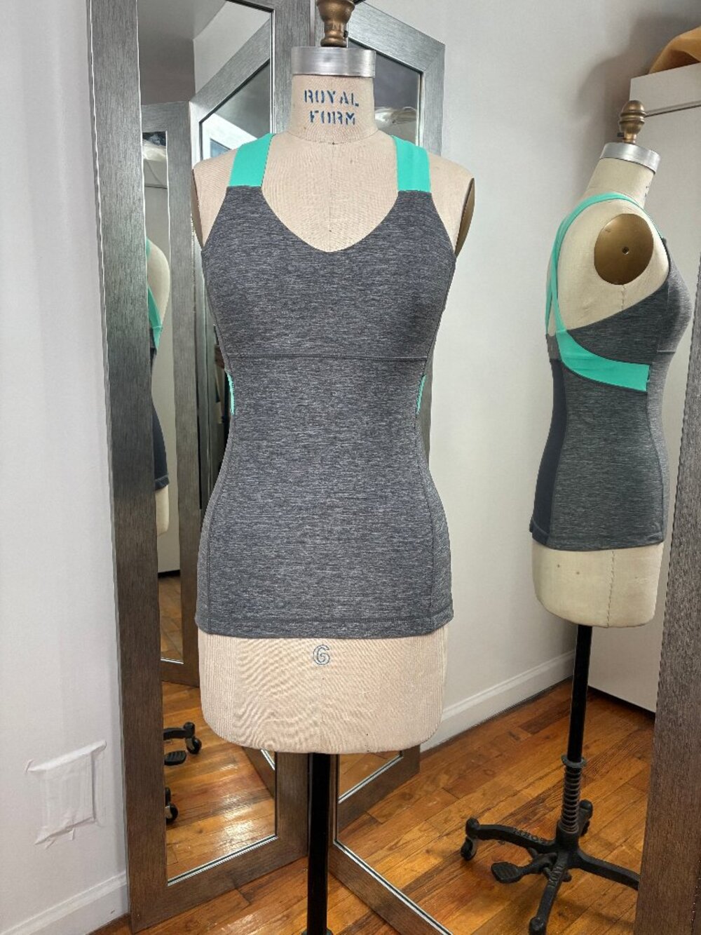 Lululemon Cross-Back Tank Top, Turquoise /Grey, Size Small